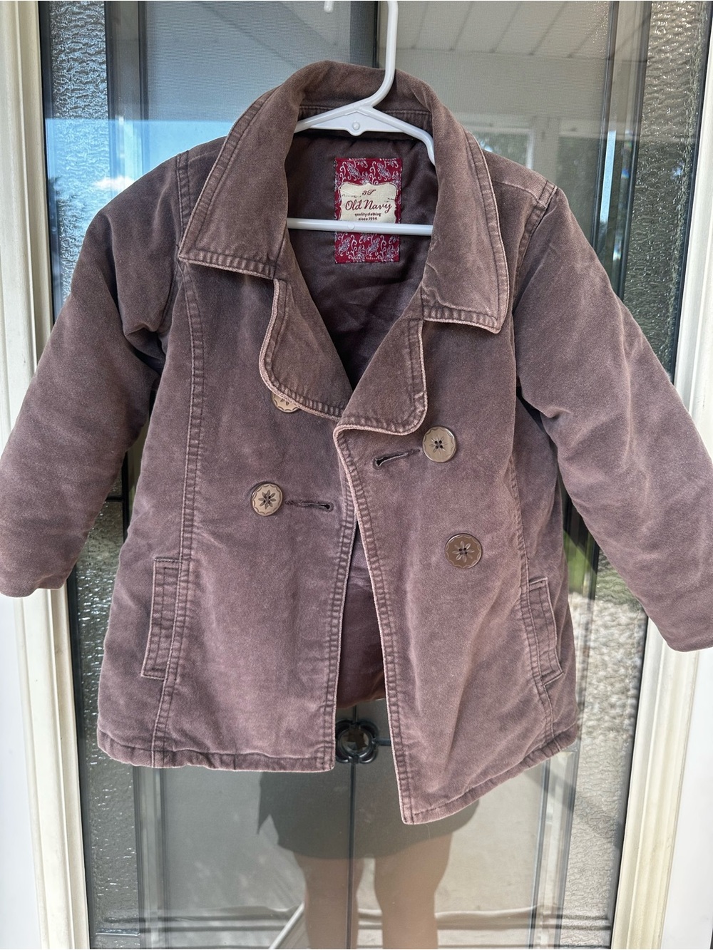 Vintage Old Navy Brown Girls Double-Breasted Jacket